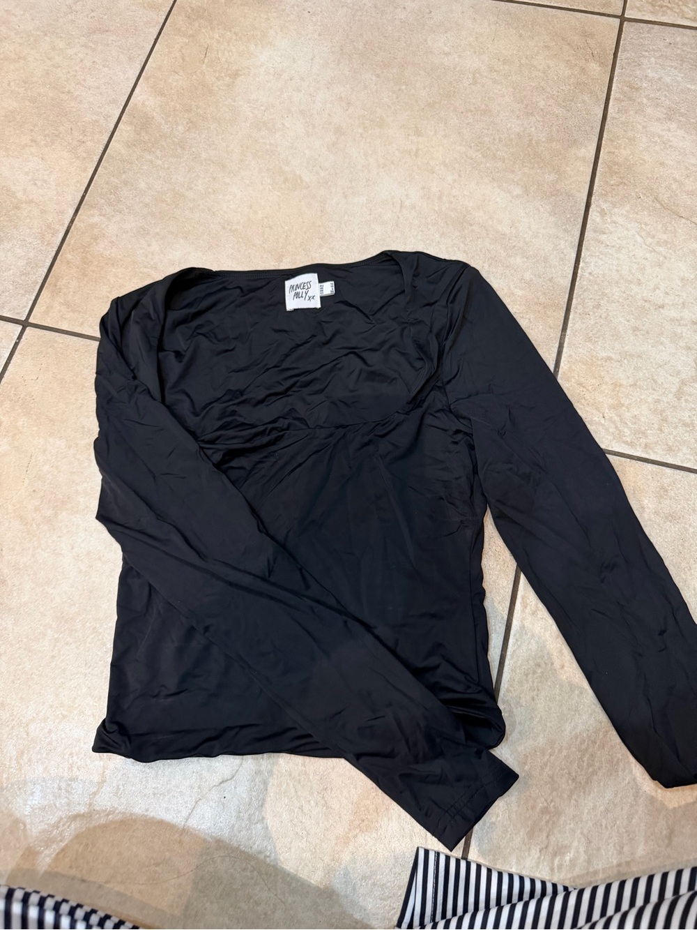 Princess Polly Black Long Sleeve Scoop Neck Top